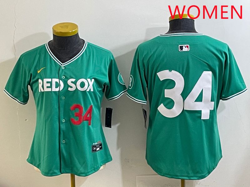 Women Boston Red Sox #34 No Name Green Joint Name Nike 2025 MLB Jersey style 3